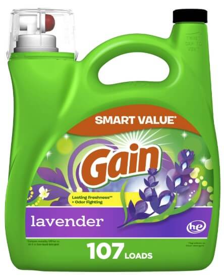 Gain Liquid Laundry Detergent, Lavender Scent, 144 fl oz, 107 Loads